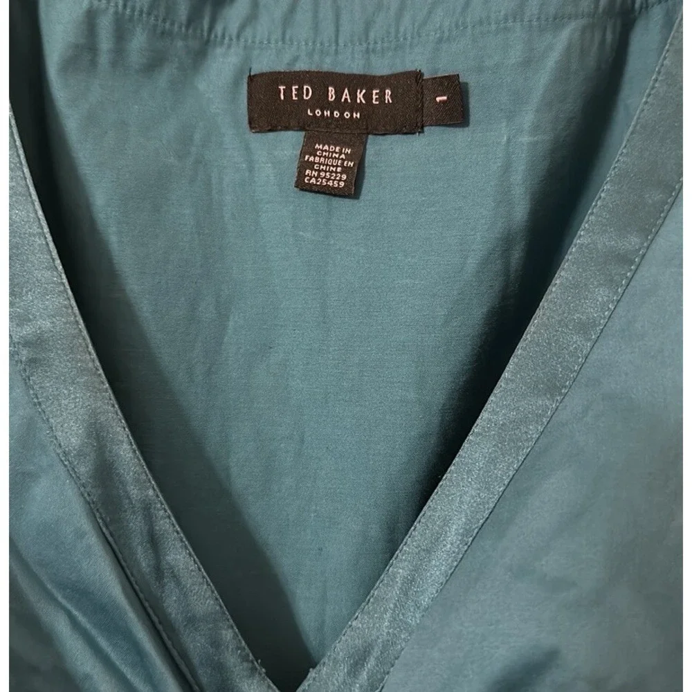 Ted Baker London Women's Aqua Sleeveless Rushed Center Midi Dress Size‎ 1